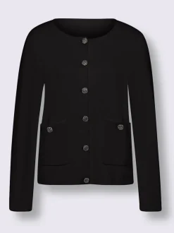 Veste en tricot milanais à boutons fantaisie et poches