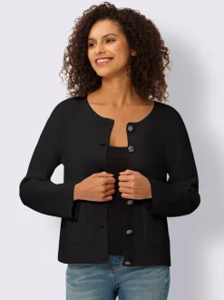 Veste en tricot milanais à boutons fantaisie et poches