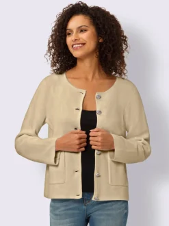 Veste en tricot milanais à boutons fantaisie et poches