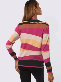 Veste en tricot motif intarsia encolure en V manches longues