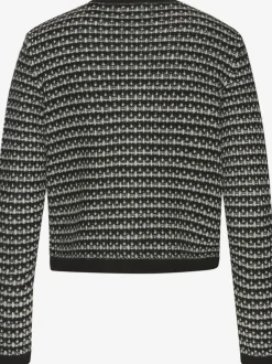 Veste en tricot à motifs à carreaux avec manches longues et poches décoratives