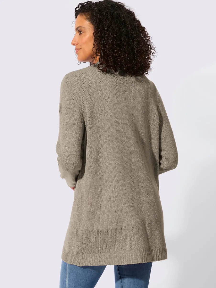 Veste en tricot ouverte à manches longues avec finitions côtelées