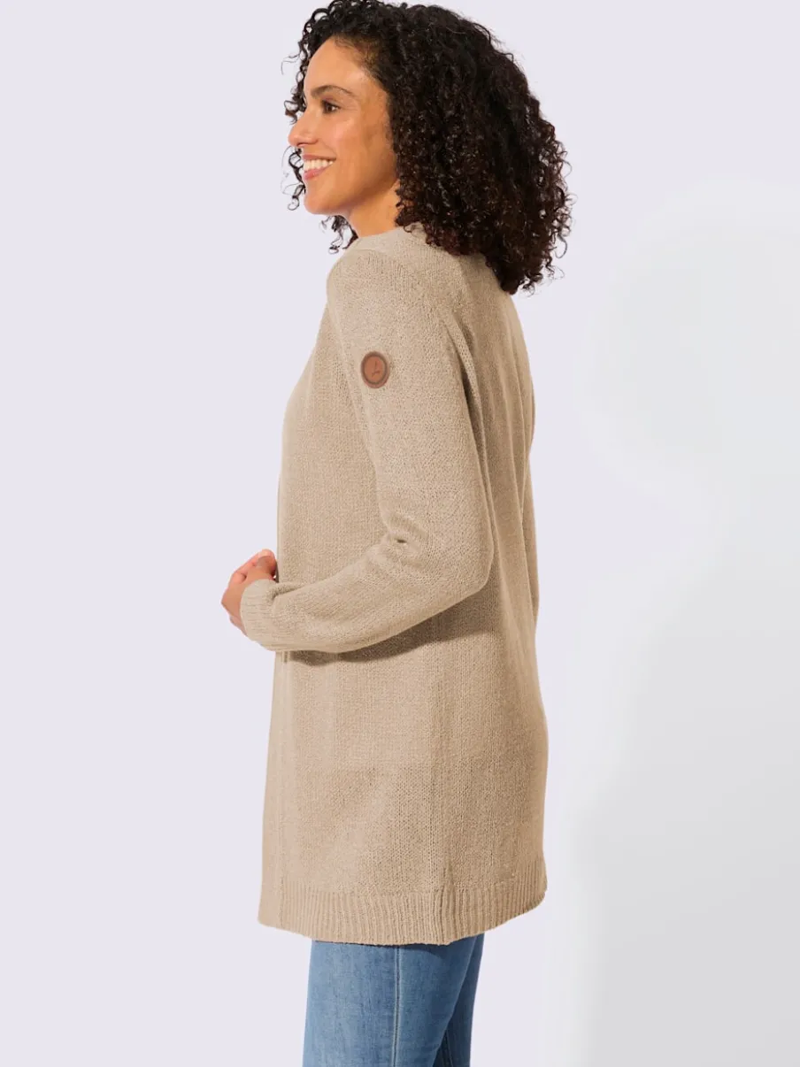 Veste en tricot ouverte à manches longues avec finitions côtelées