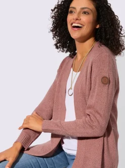 Veste en tricot ouverte à manches longues avec finitions côtelées
