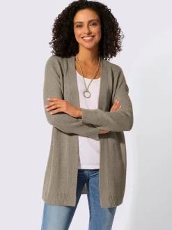 Veste en tricot ouverte à manches longues avec finitions côtelées
