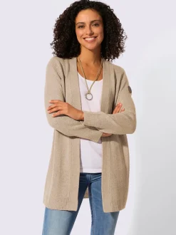Veste en tricot ouverte à manches longues avec finitions côtelées