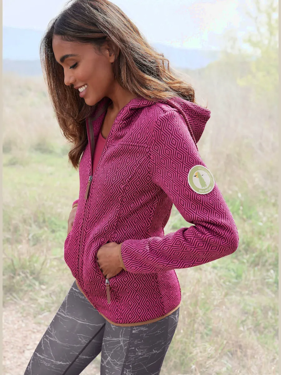 Veste en tricot polaire avec capuche et glissière à poches