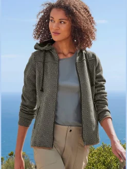 Veste en tricot polaire avec capuche et glissière à poches