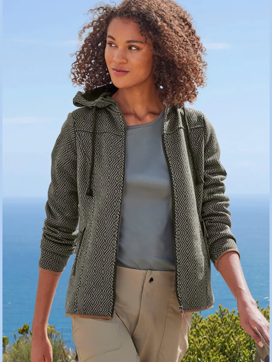 Veste en tricot polaire avec capuche et glissière à poches
