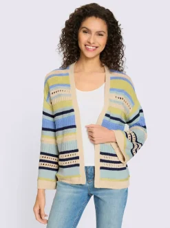 Veste en tricot rayée à manches trois quarts