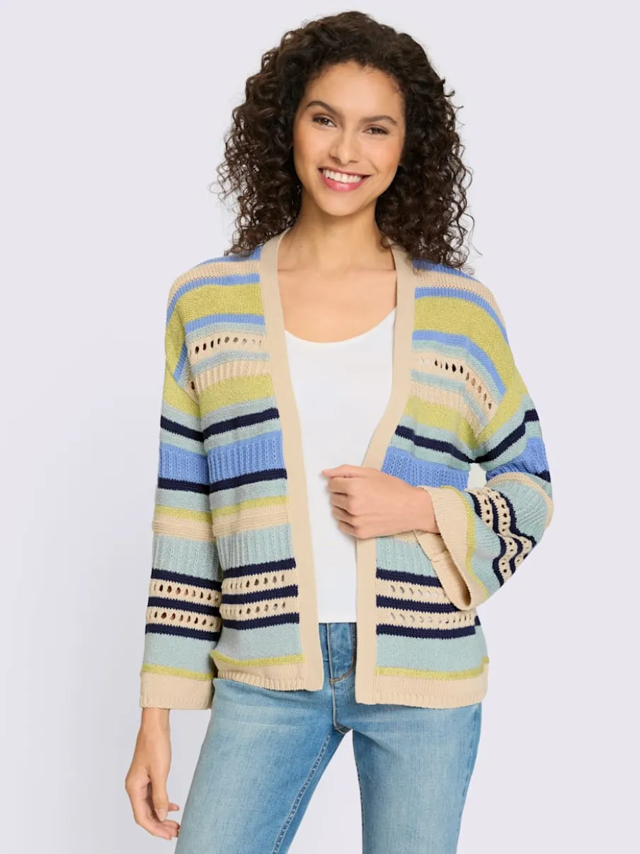 Veste en tricot rayée à manches trois quarts