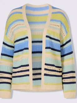 Veste en tricot rayée à manches trois quarts