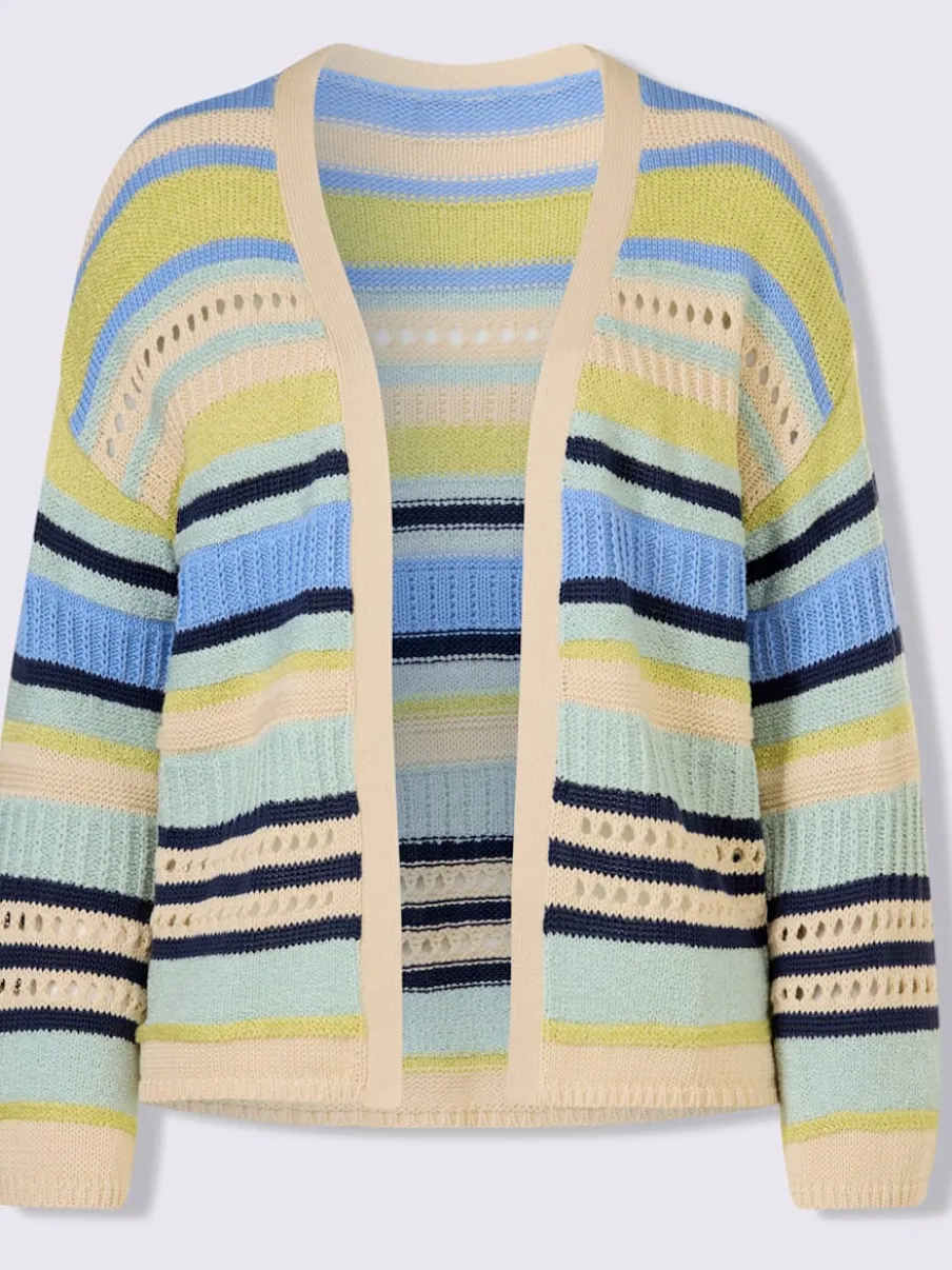 Veste en tricot rayée à manches trois quarts