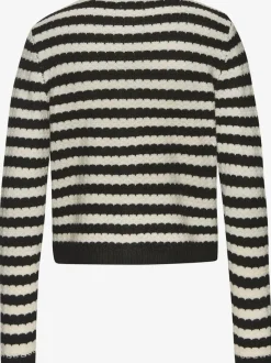 Veste en tricot à rayures avec manches longues et poches décoratives