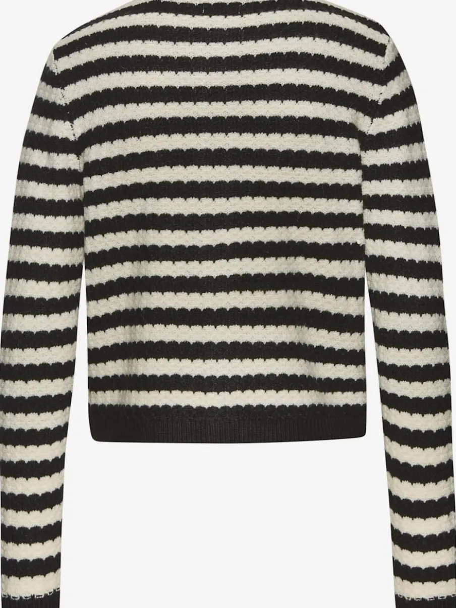 Veste en tricot à rayures avec manches longues et poches décoratives