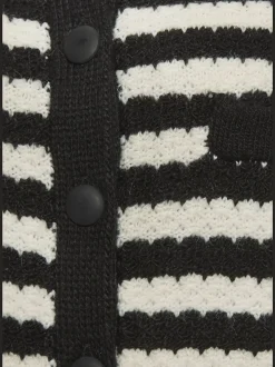 Veste en tricot à rayures avec manches longues et poches décoratives