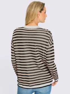 Veste en tricot à rayures graphiques légère et ample