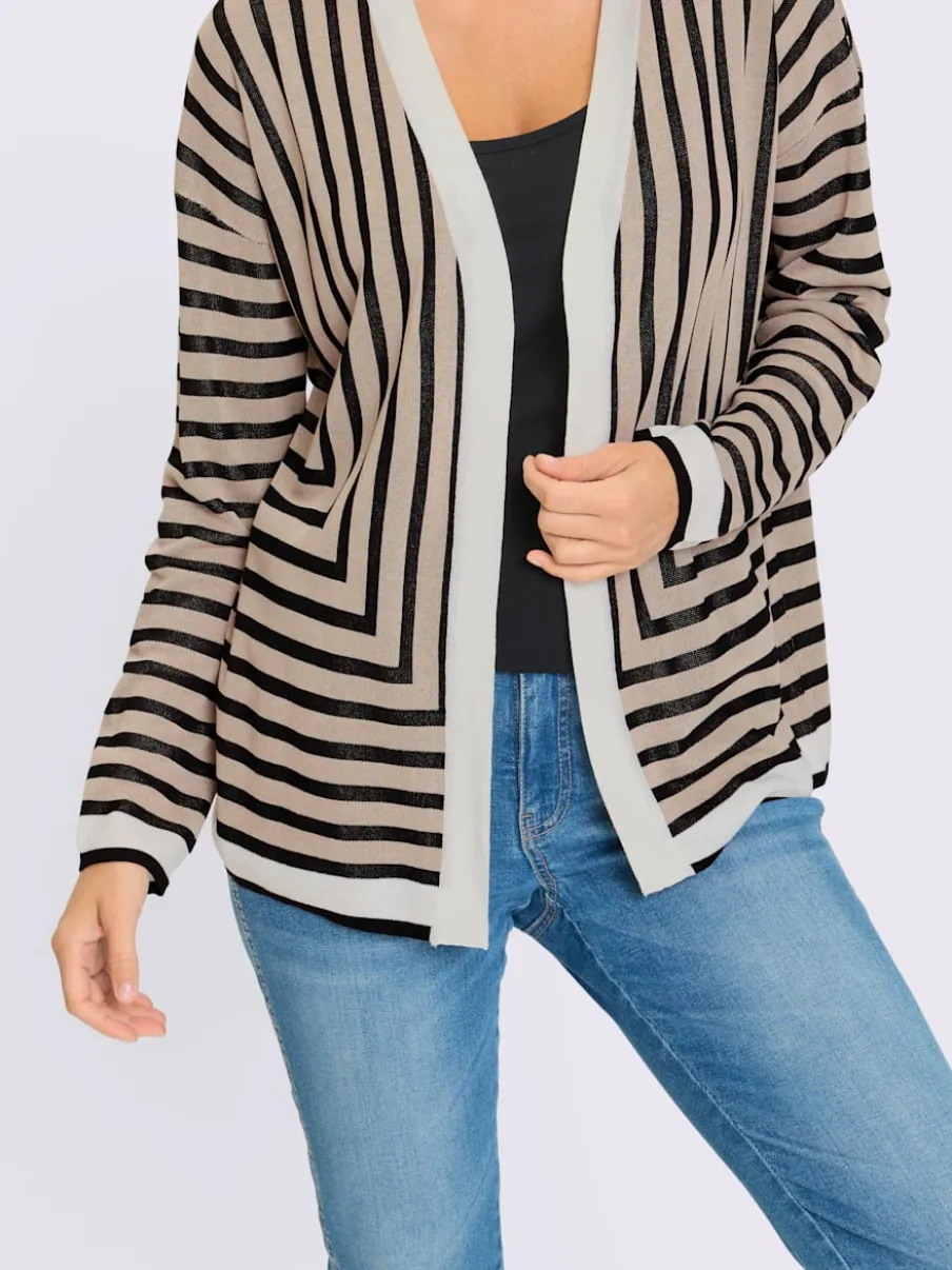 Veste en tricot à rayures graphiques légère et ample