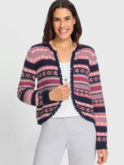 Veste en tricot sans fermeture à motif jacquard