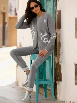Veste en tricot superbe mélange de matières