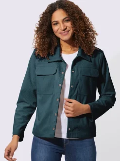 Veste en velours côtelé avec col chemise et poches