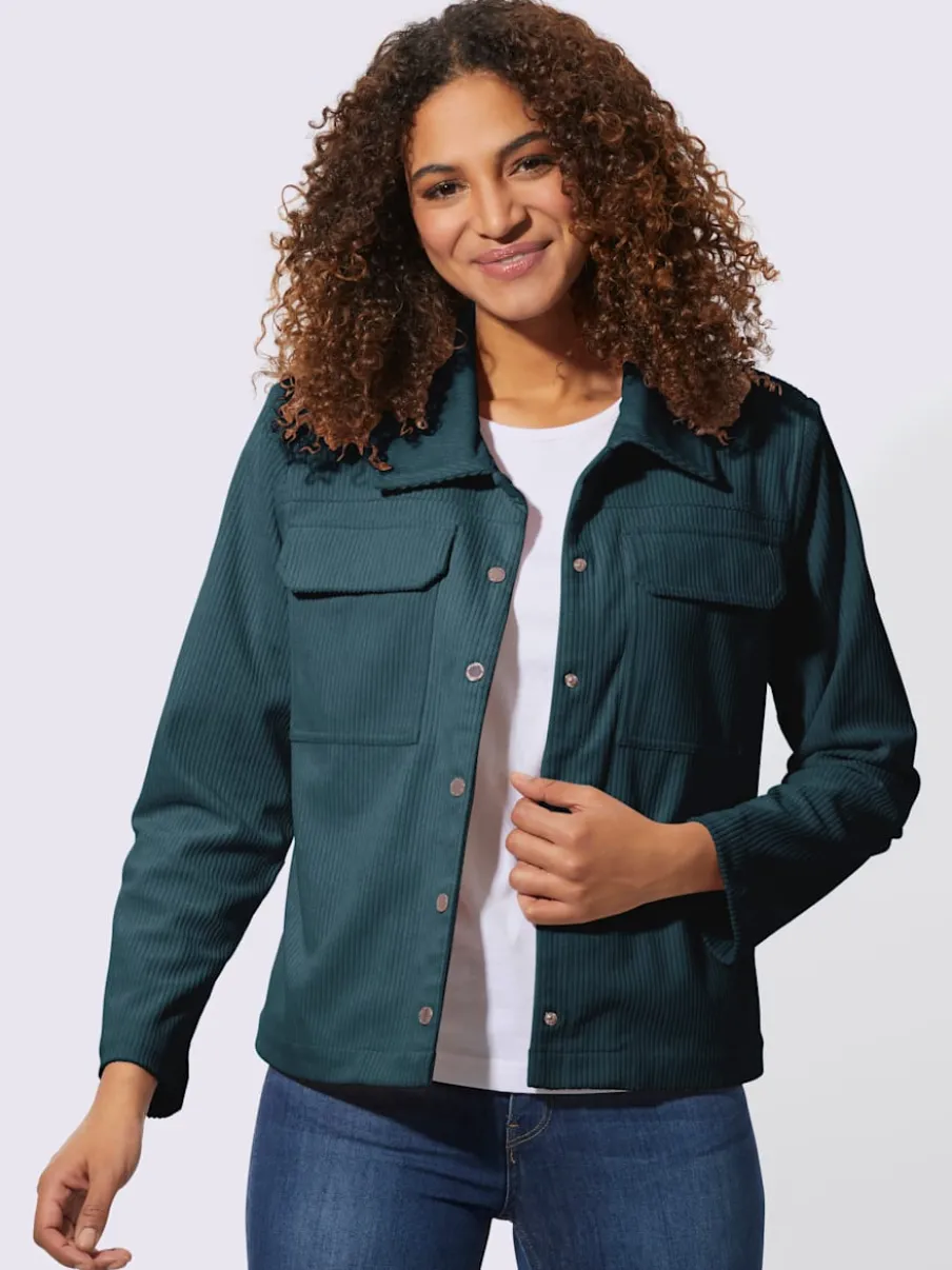 Veste en velours côtelé avec col chemise et poches