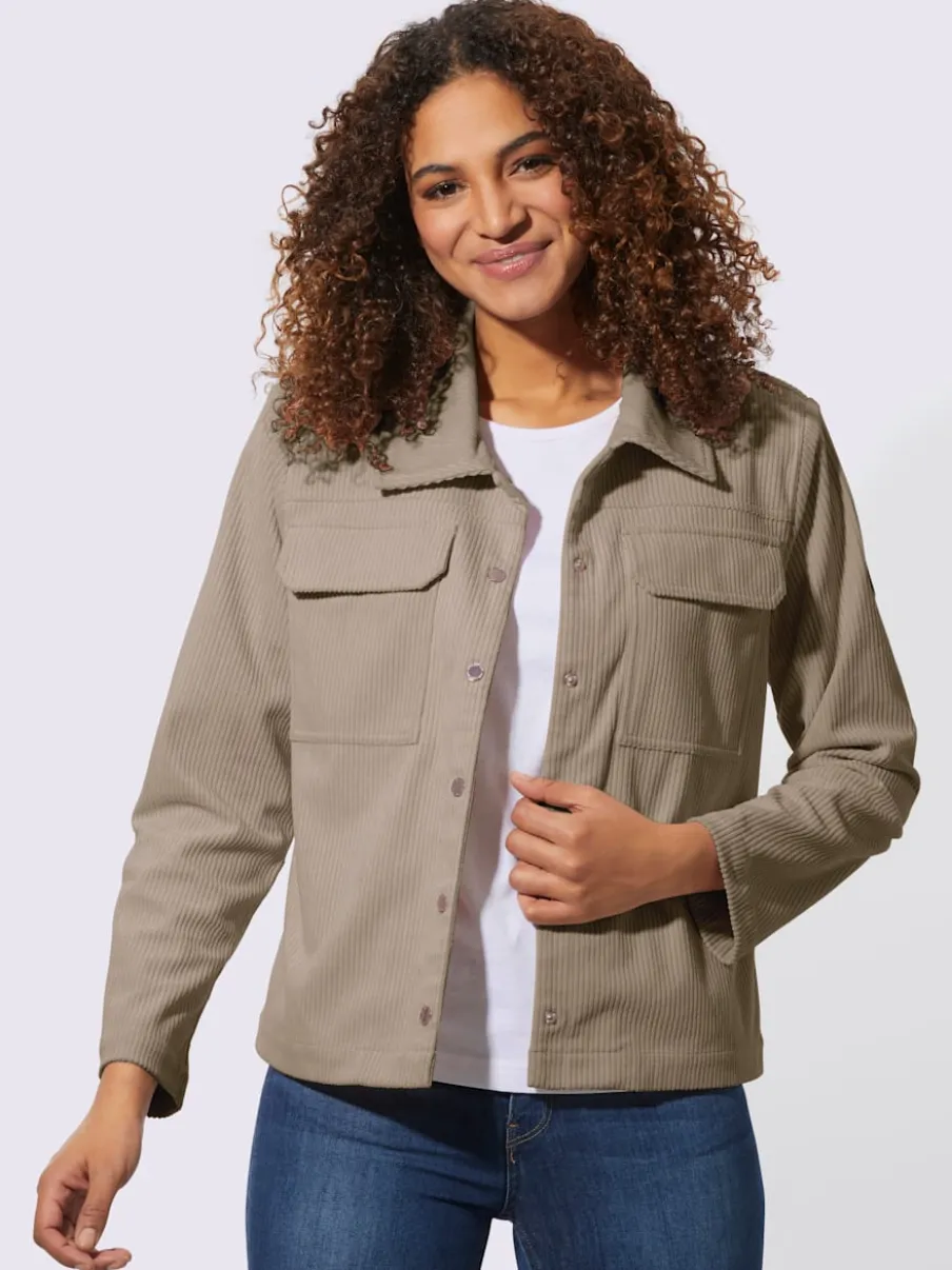 Veste en velours côtelé avec col chemise et poches