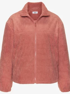 Veste en velours côtelé à col haut avec zip entier