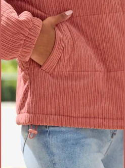 Veste en velours côtelé à col haut avec zip entier