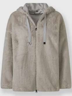 Veste imitation fourrure avec capuche et poches