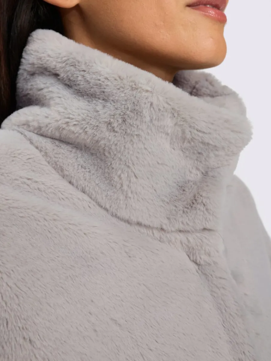 Veste imitation fourrure avec col montant et manches longues