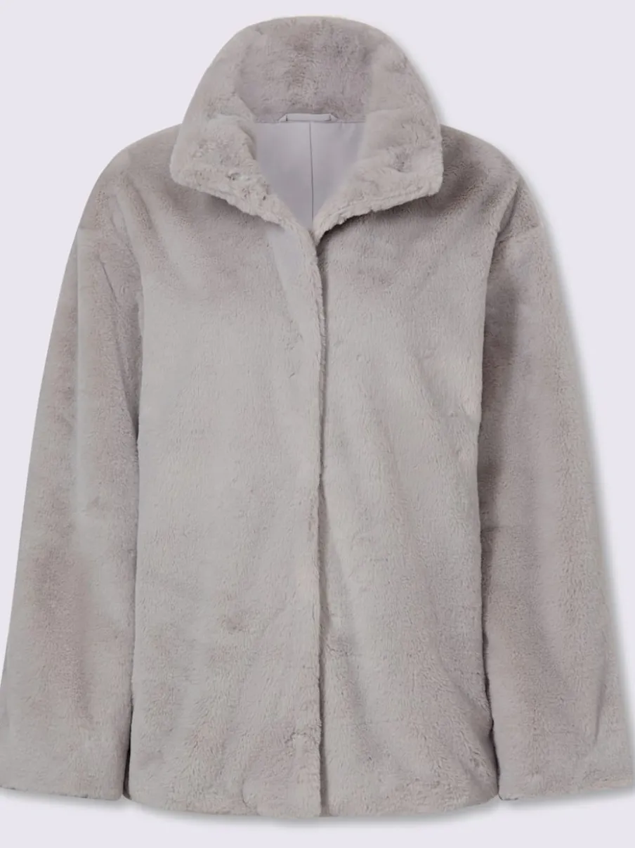 Veste imitation fourrure avec col montant et manches longues