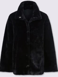 Veste imitation fourrure avec col montant et manches longues