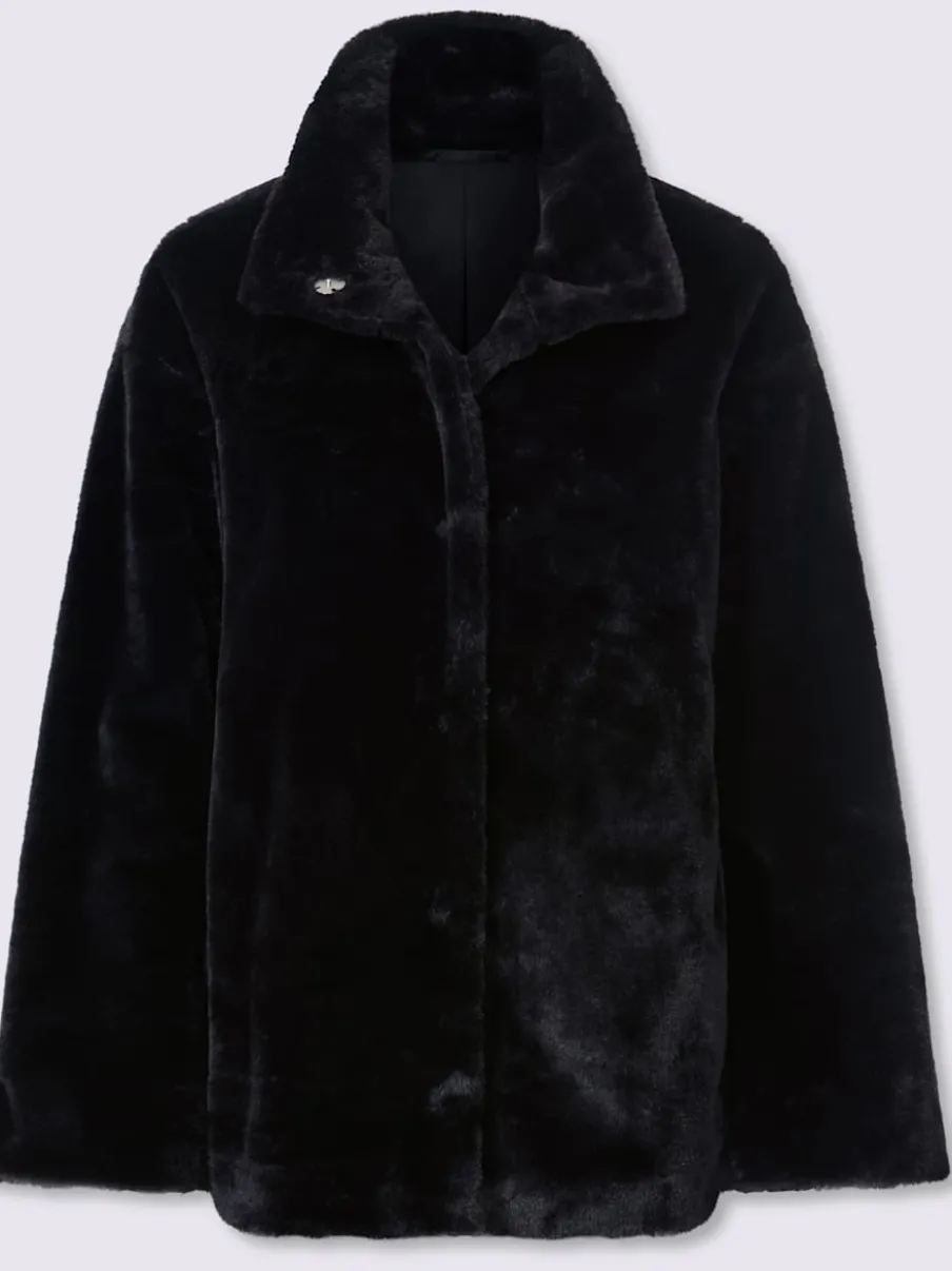 Veste imitation fourrure avec col montant et manches longues
