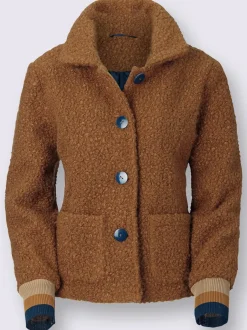 Veste imitation mouton col revers avec boutons et poches