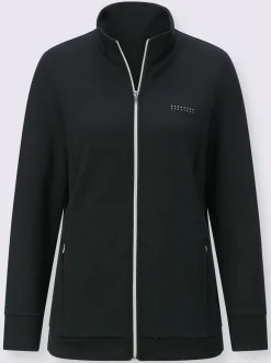 Veste interlock à col montant et manches longues intégrant poches.