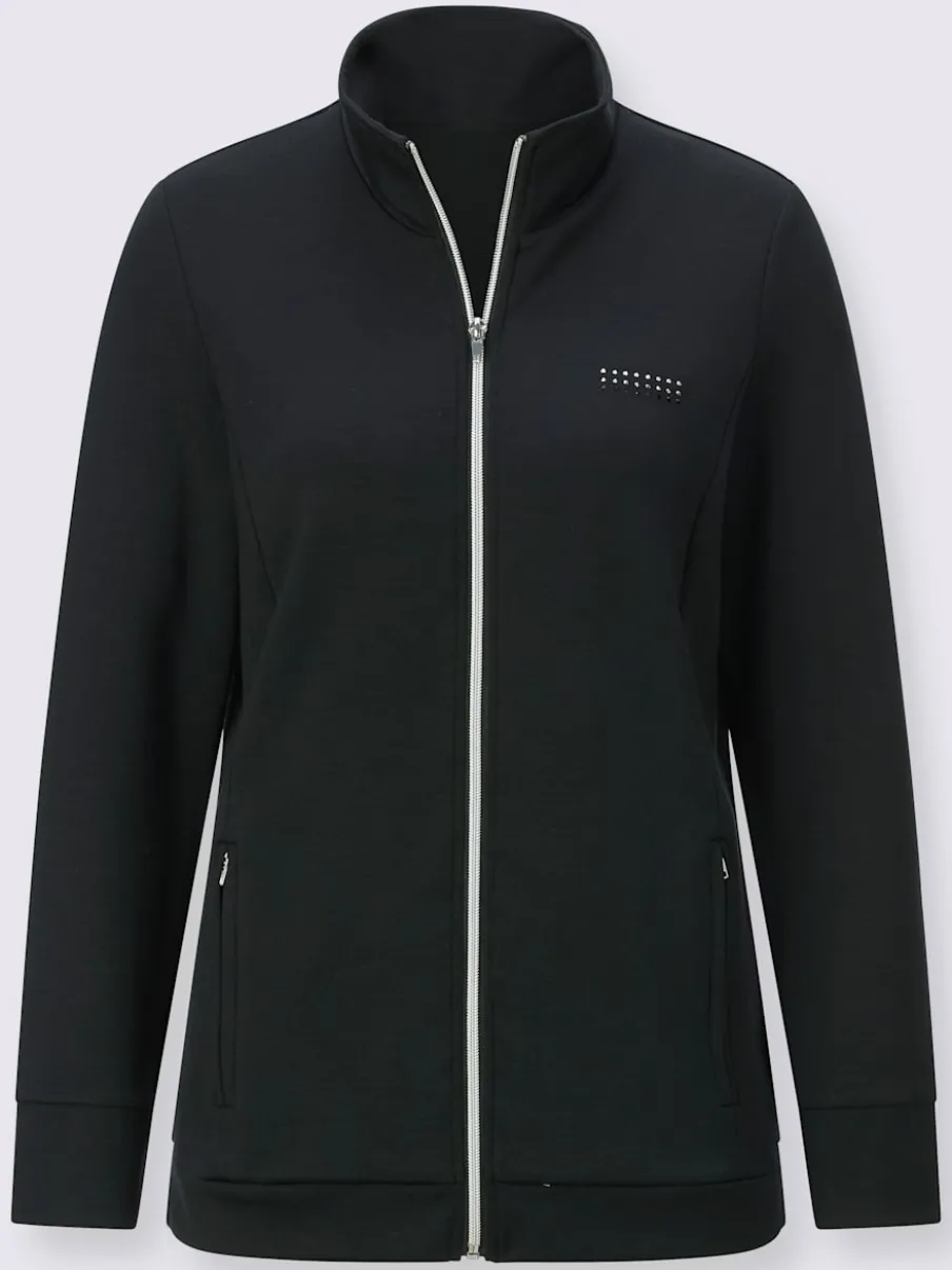 Veste interlock à col montant et manches longues intégrant poches.