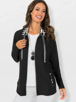 Veste légère avec col à revers et pierres fantaisie