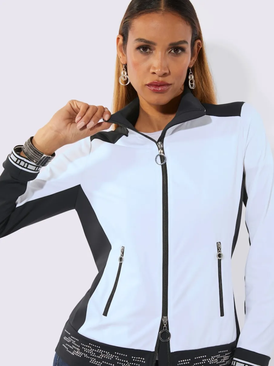 Veste légère avec col transformable et manches longues à bords-côtes