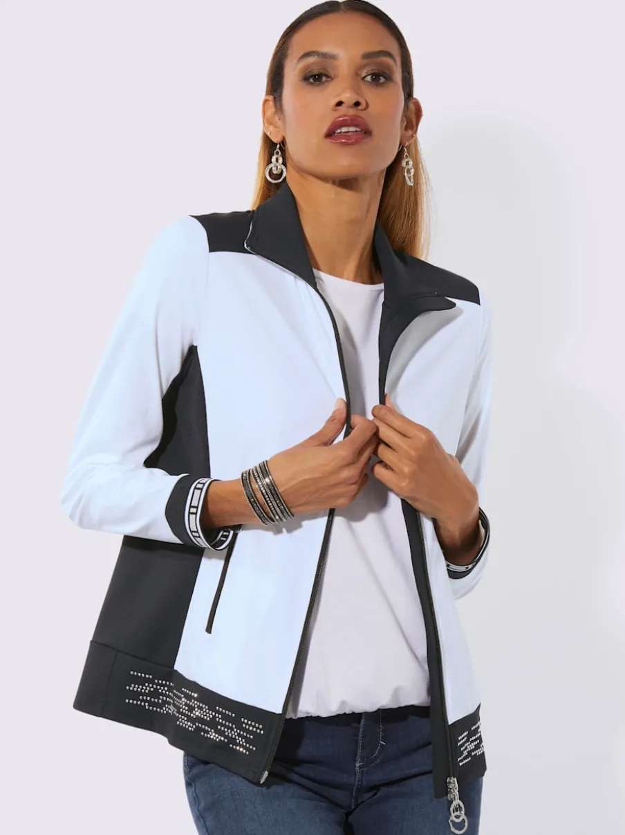 Veste légère avec col transformable et manches longues à bords-côtes