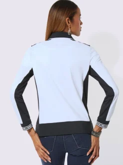 Veste légère avec col transformable et manches longues à bords-côtes