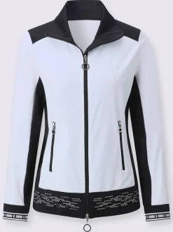 Veste légère avec col transformable et manches longues à bords-côtes