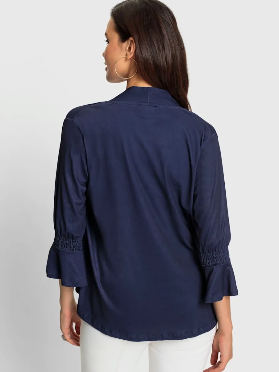 Veste légère avec manches volantes et empiècements smockés
