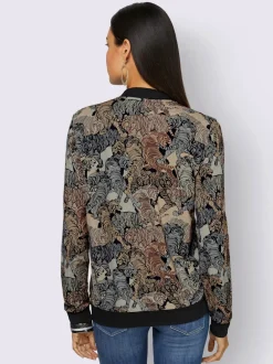 Veste légère blouson à imprimé animal et bords-côtes