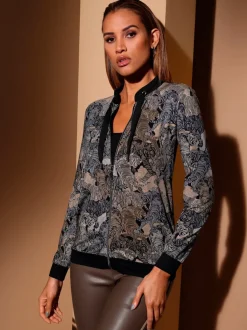 Veste légère blouson à imprimé animal et bords-côtes