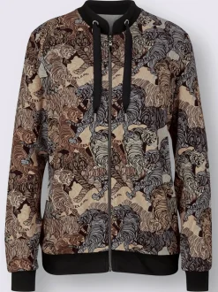 Veste légère blouson à imprimé animal et bords-côtes