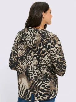 Veste légère à capuche avec motif animal et manches longues