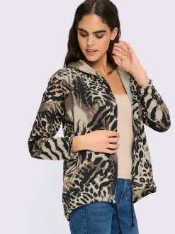 Veste légère à capuche avec motif animal et manches longues