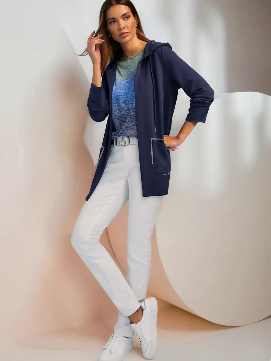 Veste légère à capuche avec poches fantaisie brillantes
