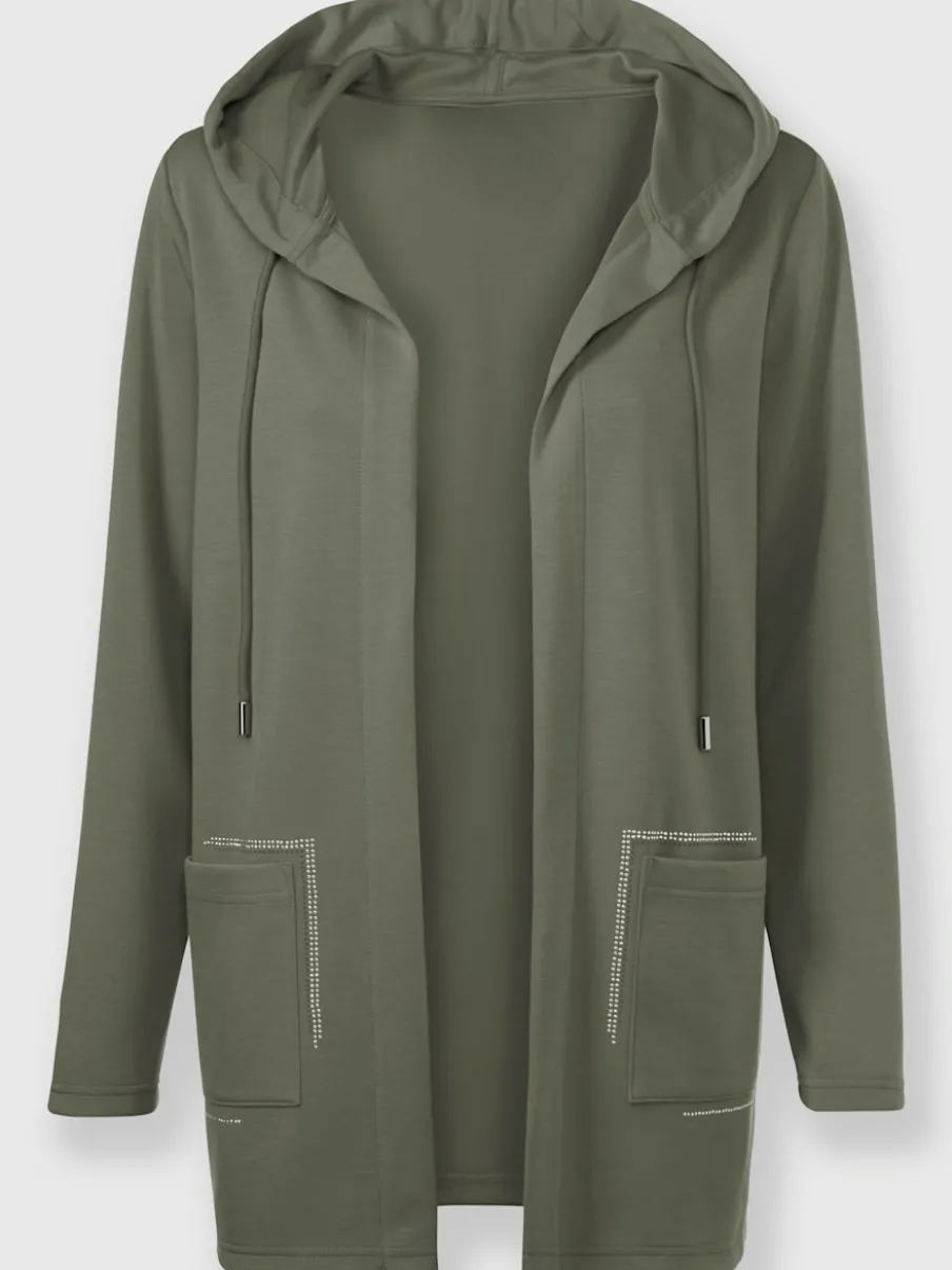 Veste légère à capuche avec poches fantaisie brillantes